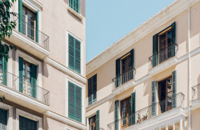 close up two buildings facade 