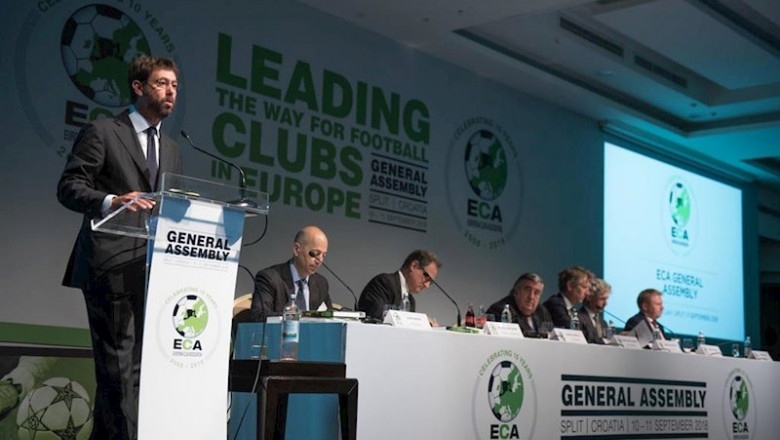 ep andrea agnelli durante una asamblea de la eca ep andrea agnelli durante una asamblea de la eca