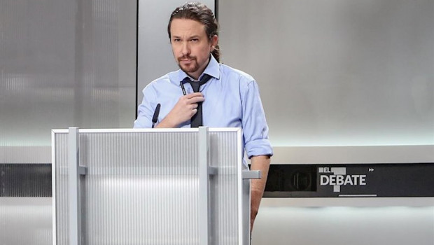 ep pablo iglesias antes del debate electoral en television en el pabellon de cristal de la casa de