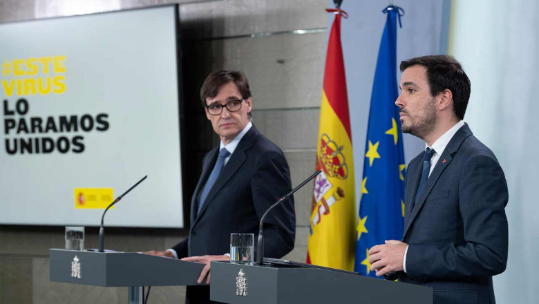 ministro de sanidad, salvador illa, y el de consumo, alberto garzón ministro de sanidad, salvador illa, y el de consumo, alberto garzón