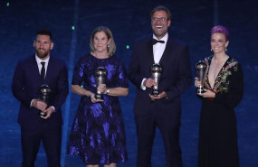 ep 23 september 2019 italy milan l-r argentinian player lionel messi us manager jill ellis liverpool