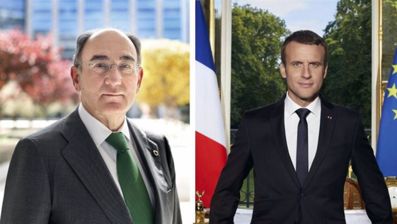 El presidente de Iberdrola, Ignacio Sánchez Galán, y el presidente de Francia, Emmanuel Macron | IBERDROLA ep el presidente de iberdrola ignacio sanchez galan y el presidente de francia emmanuel macron