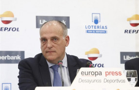 ep el presidente de laliga javier tebas interviniendo en un desayuno deportivo de europa press en el