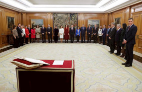 ep el presidente del gobierno pedro sanchez y los miembros del ejecutivo de coalicion del psoe y