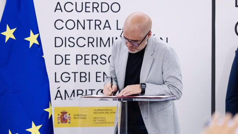 ep el secretario general de ccoo unai sordo durante la firma del acuerdo contra la discriminacion de