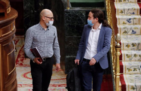 ep el vicepresidente tercero del gobierno pablo iglesias conversa con el diputado de unidas podemos