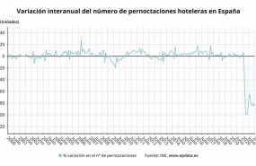 ep variacion anual del numero de pernoctaciones hoteleras en espana hasta enero de 2021 ine