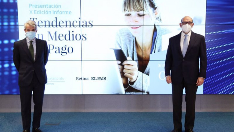 Archivo - Borja Ochoa, director general responsable global de Servicios Financieros de Minsait, y Fernando Abril-Martorell, presidente de Indra (de izquierda a derecha), en la presentación del X Informe de Tendencias en Medios de Minsait Payments | INDRA - Archivo ep archivo borja ochoa director general responsable global de servicios financieros de minsait y