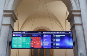 ep archivo   dos paneles del ibex 35 en el palacio de la bolsa a 7 de julio de 2023 en madrid espana