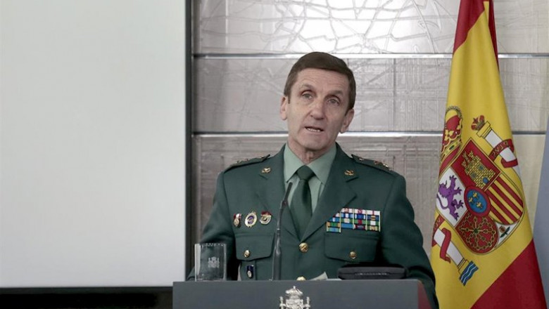 ep el jefe del estado mayor de la guardia civil jose manuel santiago marin en una rueda de prensa en
