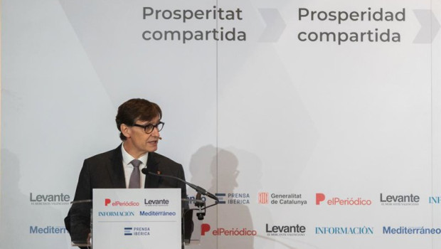 ep el presidente de la generalitat de cataluna salvador illa durante un desayuno informativo