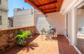 spacious terrace bright sunlight with warm pleasant exterior center is table morning 