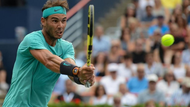 ep 11 august 2019 canada montreal spanish tennis player rafael nadal in action against russias daniil medvedev during their mens final tennis match of the rogers cup montreal tennis tournament photo christopher levyzuma wiredpa