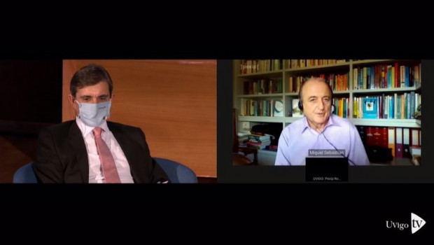 ep el exministro miguel sebastian durante el coloquio virtual