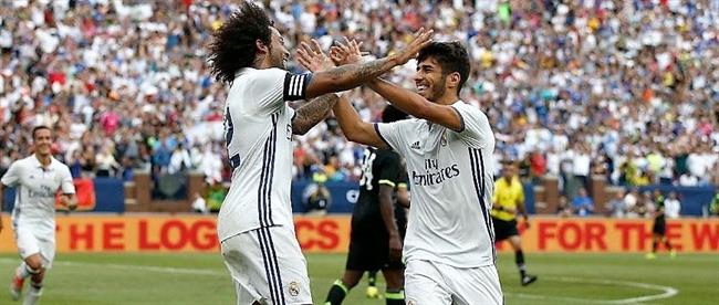 Marco Asensio y Marcelo celebran un gol con el Real Madrid | REAL MADRID C.F. ep marco asensiomarcelo celebrangolreal madrid