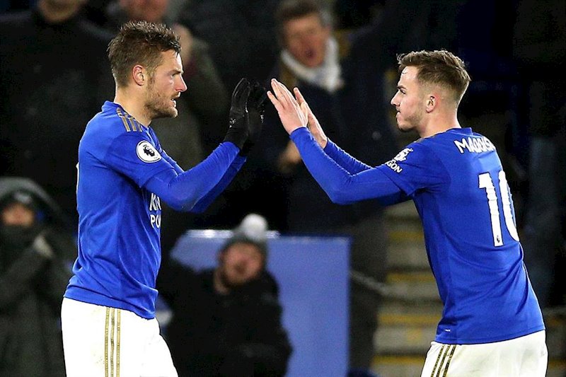 ep jamie vardy en un partido del leicester city