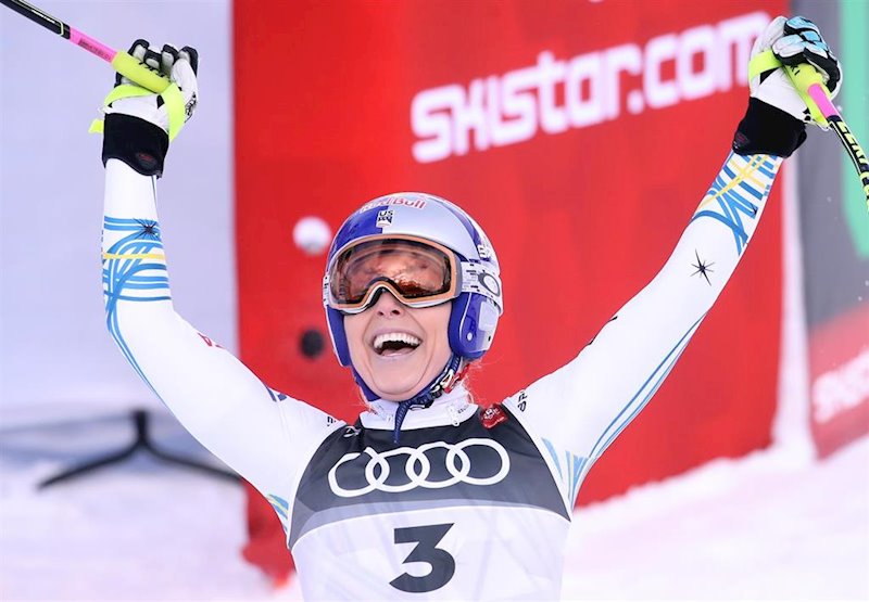 ep lindsey vonn celebra el bronce mundialista en are 2019