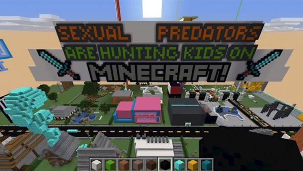 ep pancarta contra los depredadores sexuales de menores en minecraft