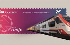 ep sello de correos que conmemora el 80 aniversario de renfe