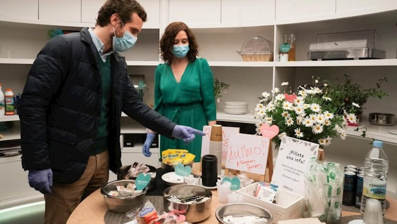 ep el presidente del pp pablo casado visita con la presidenta de la comunidad de madrid isabel diaz
