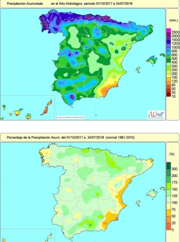 Las lluvias acumuladas desde octubre conservan un 15% de superávit sobre el valo | AEMET ep las lluvias acumuladasoctubre conservan15 de superavitvalo