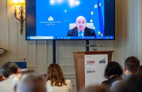 ep luis de guindos vicepresidente del bce durante su intervencion por via telematica en el curso de