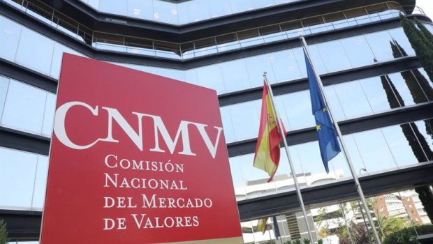 ep cartel a la entrada del edificio de la comision nacional del mercado de valores cnmv en madrid