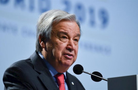 ep december 02 2019 - madrid spain un secretary-general antonio guterres delivers a speech during