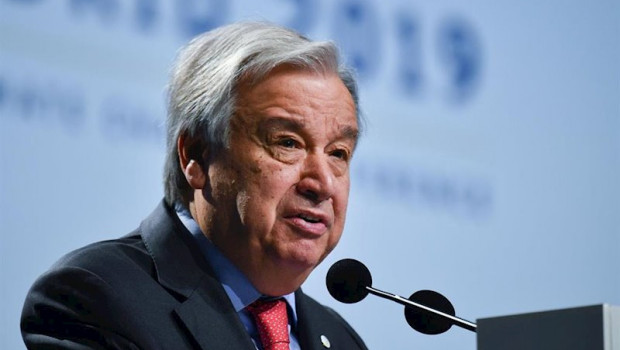 ep december 02 2019 - madrid spain un secretary-general antonio guterres delivers a speech during