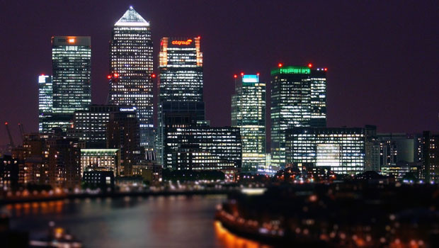 dl london canary wharf financial district at night offices tower blocks skyscrapers city of pb