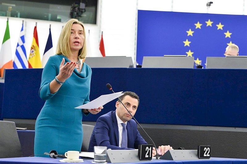 ep federica mogherini en una intervencion ante el parlamento europeo