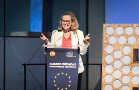 ep la presidenta del bei nadia calvino durante la jornada el grupo bei en espana cuatro decadas de