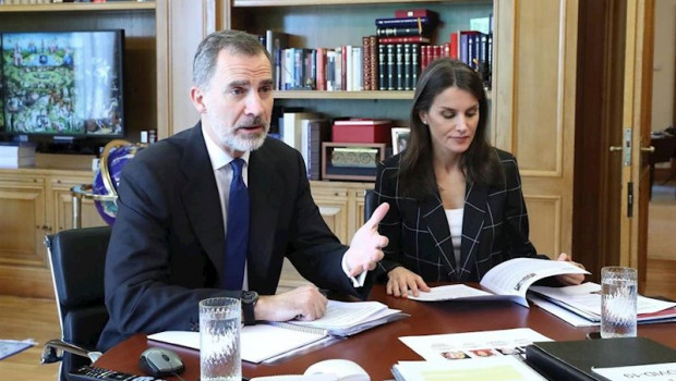 ep los reyes con el voluntariado en una videoconferencia con los responsables de la plataforma de