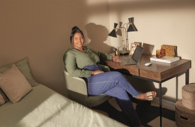 made recruiter and campaign star, charlene, set up office in her bedroom to avoid the distractions of busy family life rakara desk, £449 ; revy office chair, £249 made recruiter and campaign star, charlene, set up office in her bedroom to avoid the distractions of busy family life rakara desk, £449 ; revy office chair, £249