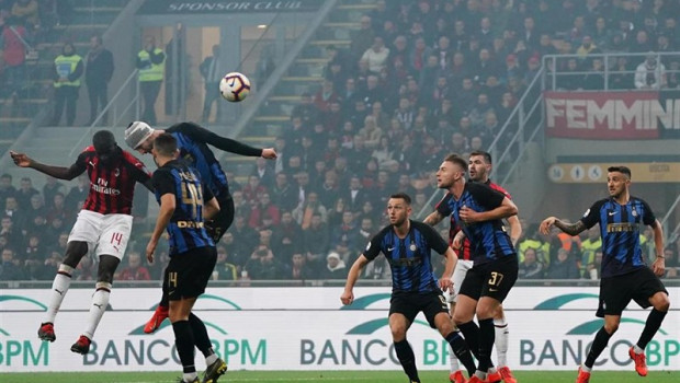 ep 17 march 2019 italy milan ac milans tiemoue bakayoko l scores his sides first goal during the italian seriasoccer match between ac milan and inter milan at san siro stadium photo -lapresse via zuma pressdpa