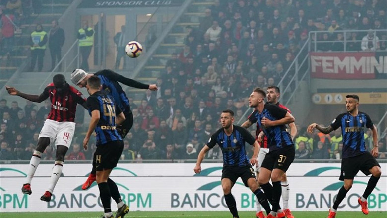 ep 17 march 2019 italy milan ac milans tiemoue bakayoko l scores his sides first goal during the italian seriasoccer match between ac milan and inter milan at san siro stadium photo -lapresse via zuma pressdpa