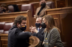 ep el portavoz de vox ivan espinosa de los monteros i y la diputada de vox patricia rueda d durante