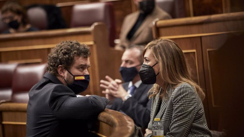 El portavoz de Vox, Iván Espinosa de los Monteros (i), y la diputada de Vox Patricia Rueda (d), durante una sesión plenaria en el Congreso | EUROPA PRESS/J. Hellín. POOL - Europa Press ep el portavoz de vox ivan espinosa de los monteros i y la diputada de vox patricia rueda d durante