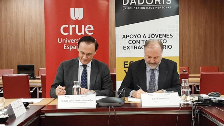 ep el presidente de crue jose carlos gomez villamandos y el presidente de fundacion dadoris pedro