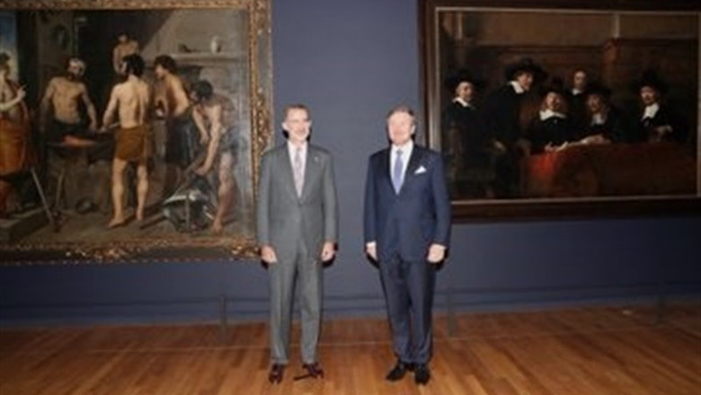 Felipe VI y Guillermo de los Países Bajos inaugurando la exposición 'Rembrandt-Velázquez' en el Rijksmuseum | CASA DEL REY ep felipe vi y guillermo de los paises bajos inaugurando la exposicion rembrandt-velazquez en el