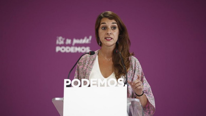 ep la portaveupodem i diputada dunides podem noelia vera ofereix declaracions als mitjanscomunicacio despresla celebracio del consellcoordinacio de podem