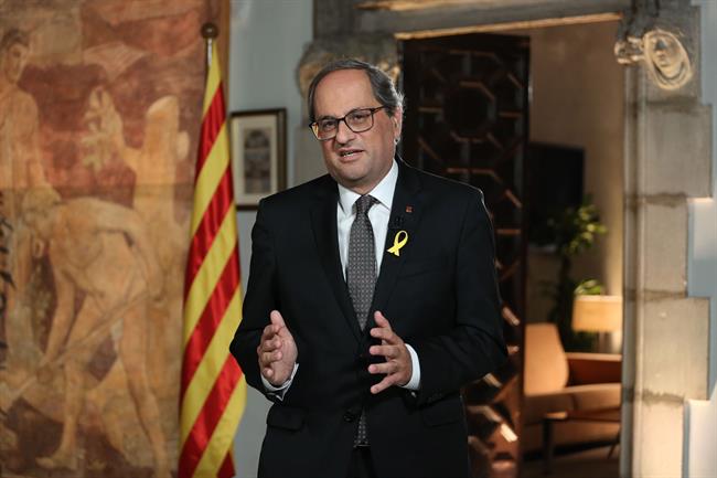 El pte.Q.Torra durante el discurso institucional de la Diada. | EUROPA PRESS ep pteqtorra durantediscurso institucionalla diada