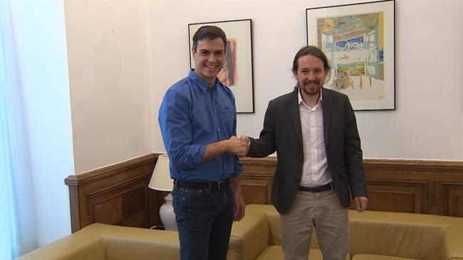 Sánchez e Iglesias se reúnen en el Congreso | EUROPAPRESS ep sanchez e iglesiasreunencongreso