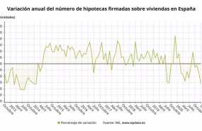 ep variacion anual del numero de hipotecas firmadas sobre viviendas en espana hasta enero de 2021