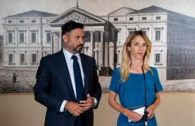 ep el diputado guillermo mariscal y la portavoz del pp cayetana alvarez de toledo haciendo
