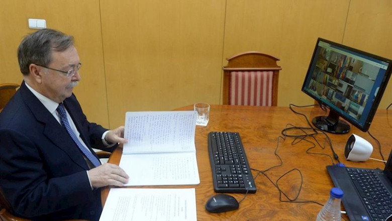 El presidente del Gobierno de Ceuta, Juan Vivas, en la videoconferencia | GOBIERNO DE CEUTA ep el presidente del gobierno de ceuta juan vivas en la videoconferencia