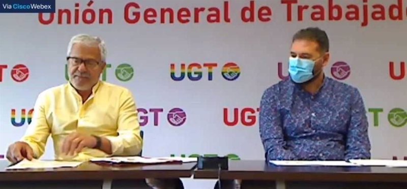 El secreatario de política sindical de UGT, Gonzalo Pino, y el Coordinador de la plataforma Turespuestasindical.Es, Rubén Ranz. | UGT ep el secreatario de politica sindical de ugt gonzalo pino y el coordinador de la plataforma