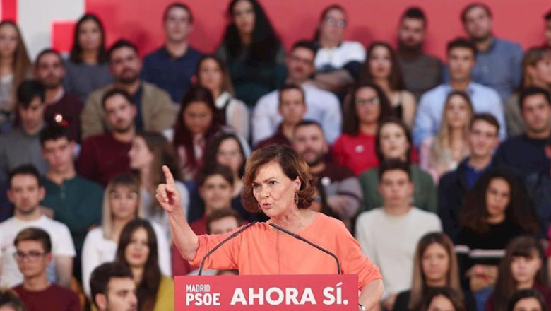 La vicepresidenta del gobierno en funciones, Carmen Calvo interviene en un mitin del partido socialista en Alcalá de Henares (Madrid) a 8 de noviembre de 2019. | Eduardo Parra - Europa Press ep la vicepresidenta del gobierno en funciones carmen calvo interviene en un mitin del partido