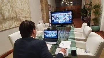 Vara durante la videoconferencia. | JUNTA ep vara durante la videoconferencia