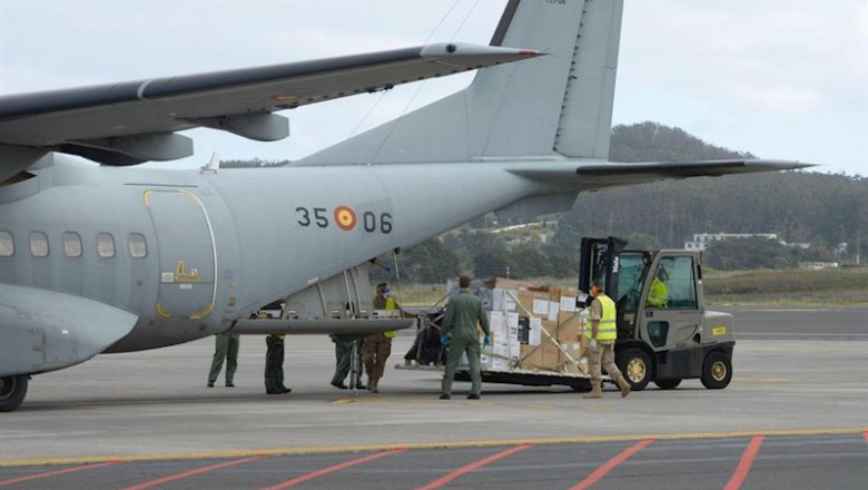 ep avion militar con material sanitario para canarias
